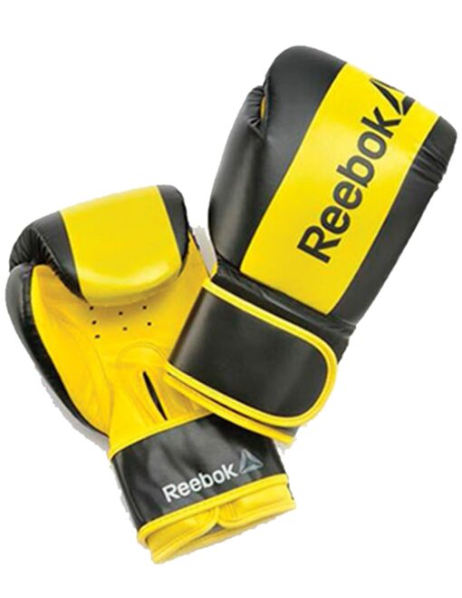 Guante boxeo PU 12 oz negro y amarillo Reebok
