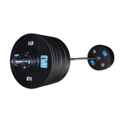 Barra olímpica con discos negros de 0,5 a 25 kg