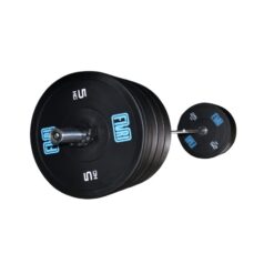Barra recta con discos negros de 5 a 25 kg