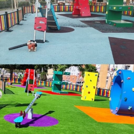 Césped artificial colores para parque infantil